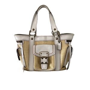 Coach Natural Woven with Leather Trim Tote